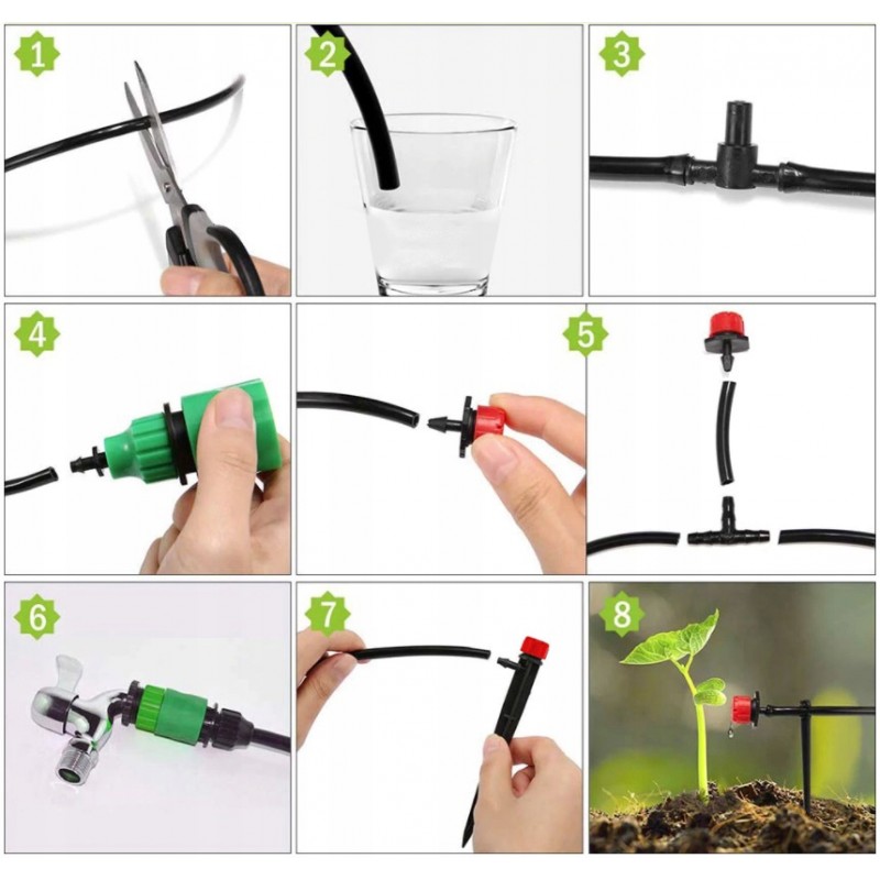 Irrigation / watering set for garden and house plants, 10 m, Q42L