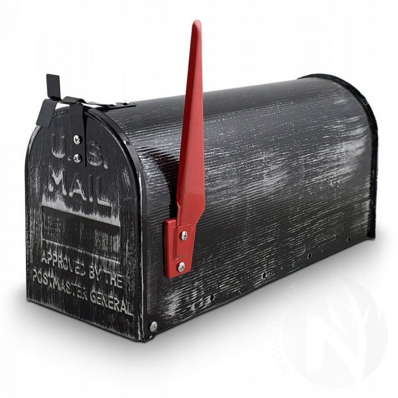 Pašto dėžutė amerikietiško stiliaus tipo NEW YORK U.S. MAIL, retro juoda spalva, 17x22x48 cm