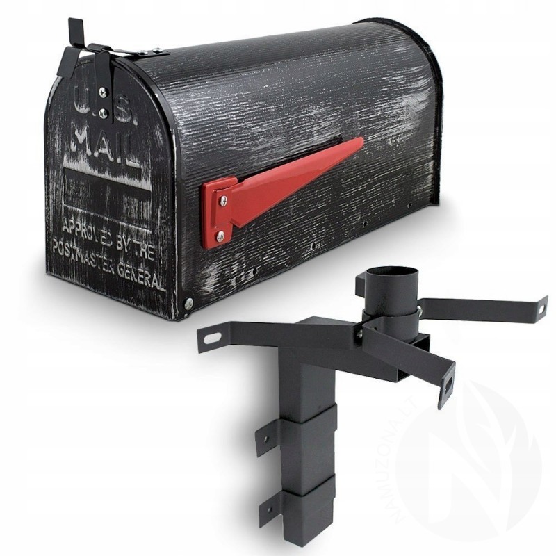 Post mail box American Style NEW YORK U.S. MAIL with holder, retro black color, 17x22x48 cm