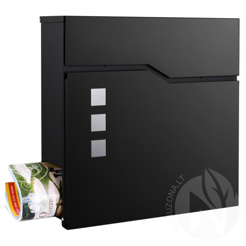 Pašto dėžutė RUBEN, juoda spalva, 37x37x11 cm