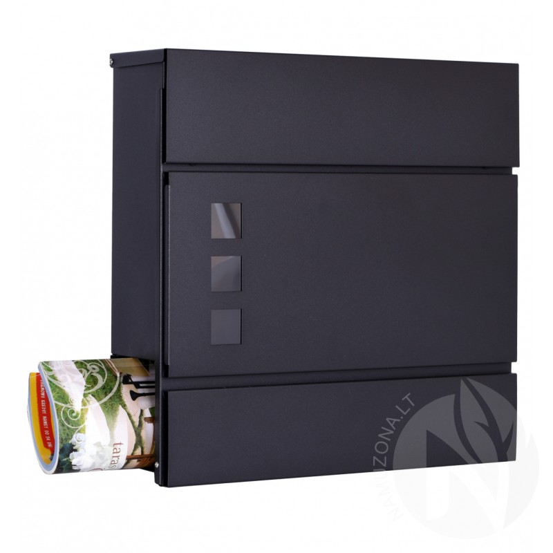 Postbox mail box WERNER, black color, 37x37x11 cm