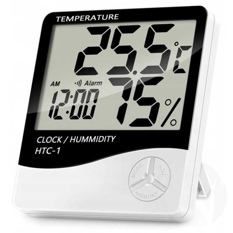 Laikrodis termometras hidrometras HTC-1, -10-+50C, LCD ekranas