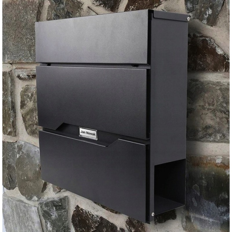Pašto dėžutė, juoda arba antracito spalva, 37x37x11 cm, SN3673