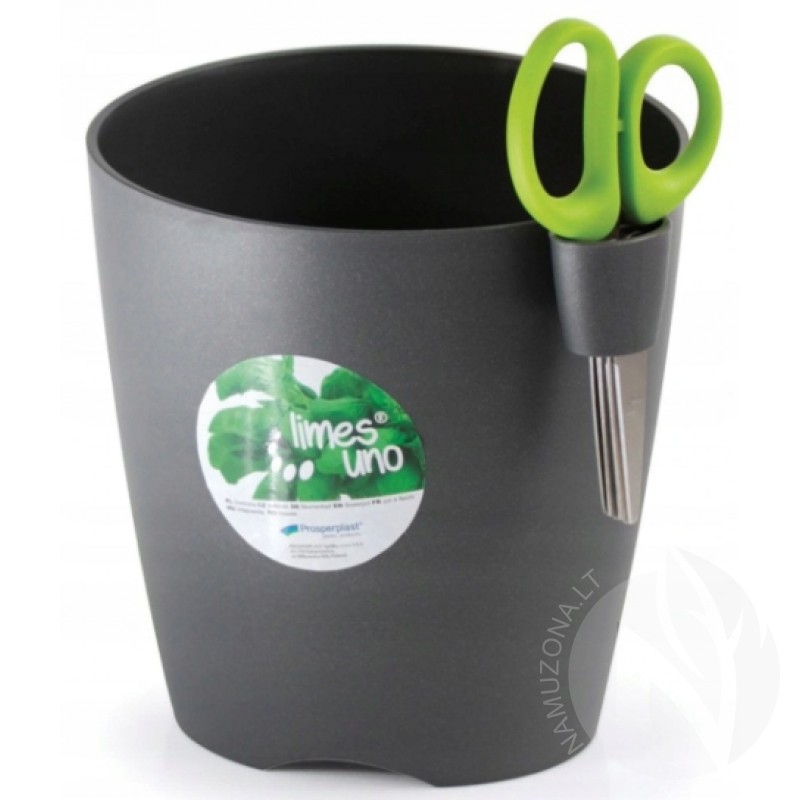 Pot for herbs, with scissors, graphite color | Limes Uno