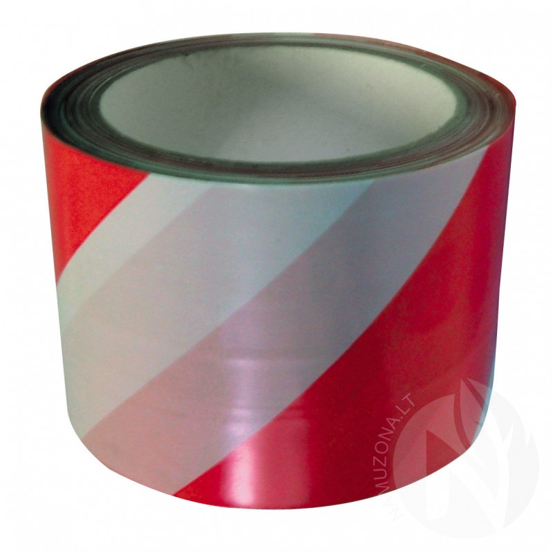 Marking and warning tape, red / white, 75mm x 100m