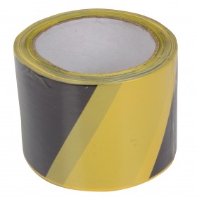 Marking and warning tape, yellow / black, 120mm x 100m