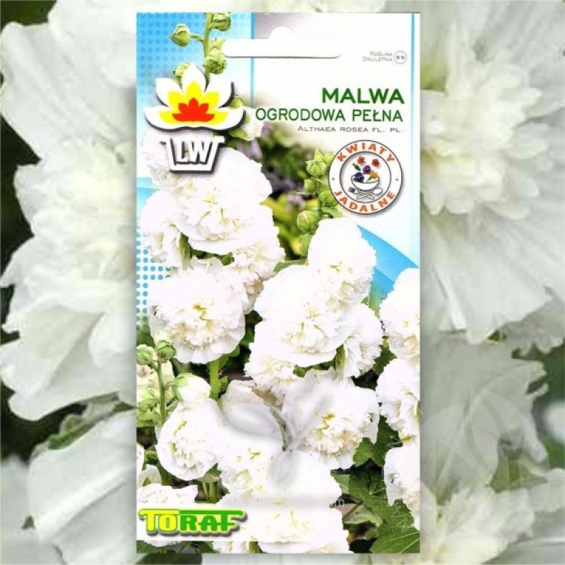 Hollyhock (Althaea Rosea white) 30 seeds (#2207)
